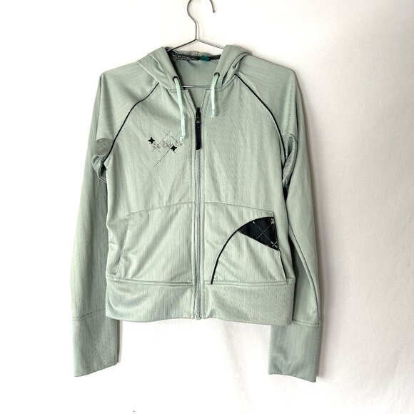 686 Full Zip Hoodie Embroidered Aqua M Thumb Holes - Picture 1 of 5